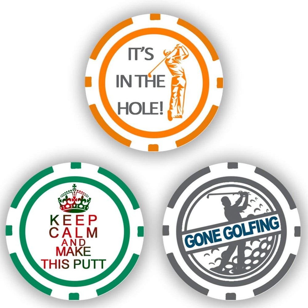Golf Ball Marker Poker Chips, 3 chips (11.5 gram chips)