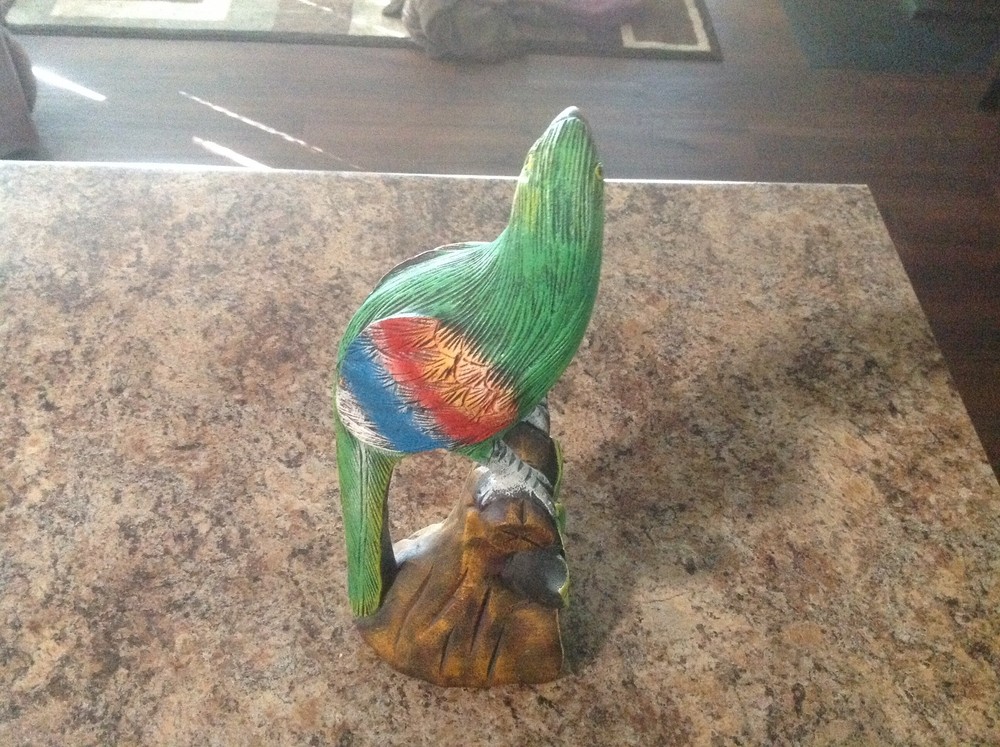 Hand Carved Hand Painted Parrot Statue