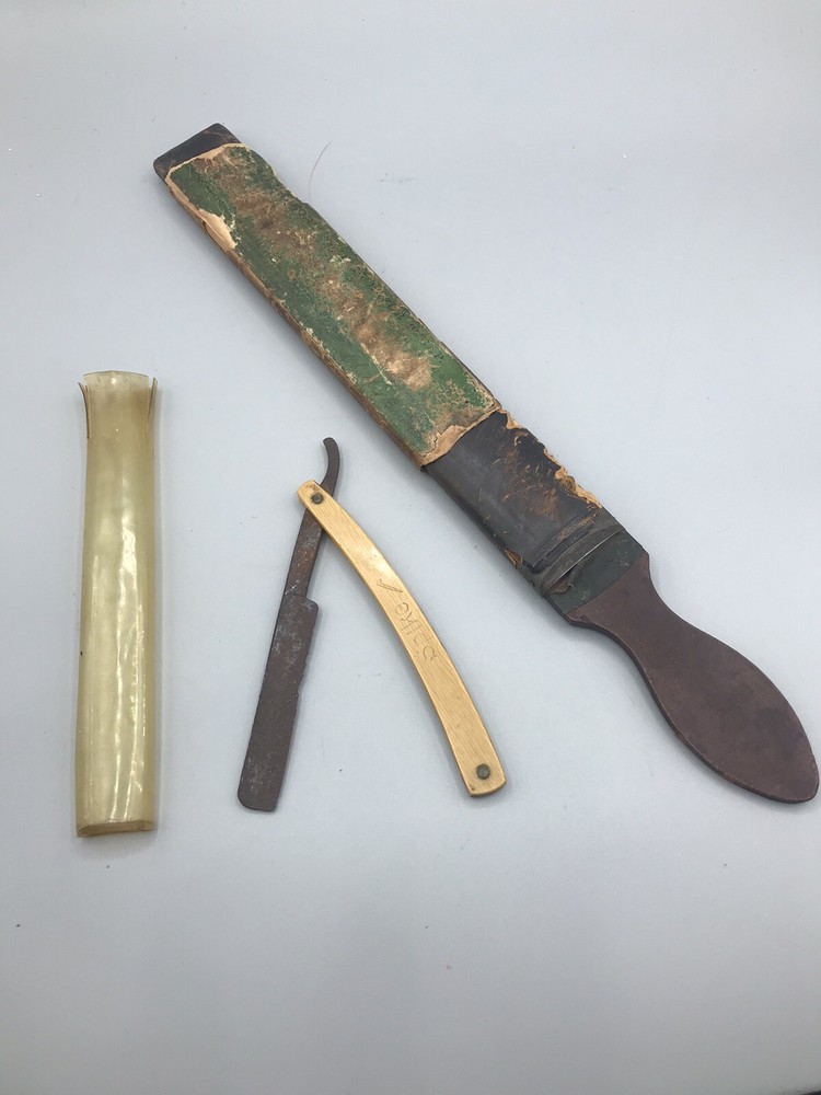 Vintage Spike Razor With Strop Leather