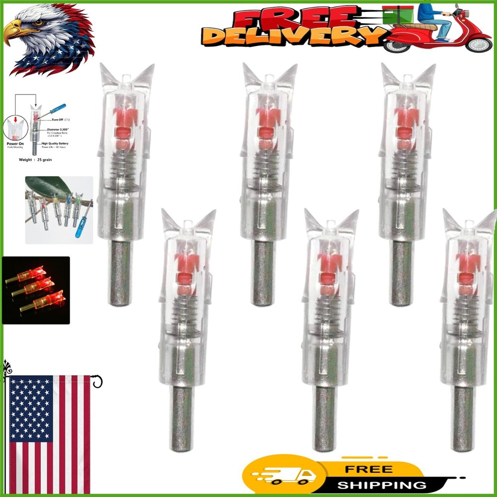 Long-Lasting Lighted Nocks for Crossbow - 6 Half Moon Style, .300'' I.D.
