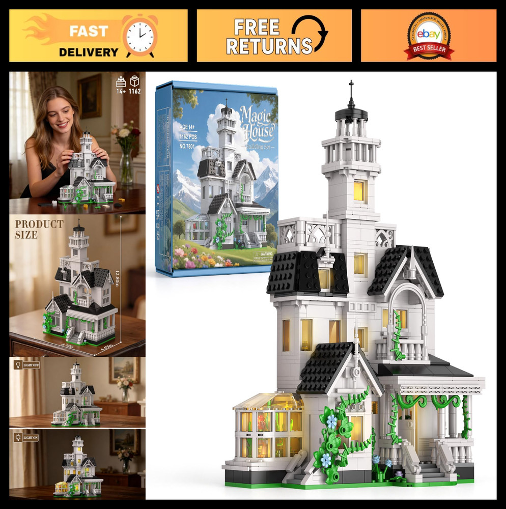 Magic House Building Set with LED Light - 1162 PCS Architecture Model Kit, Gift