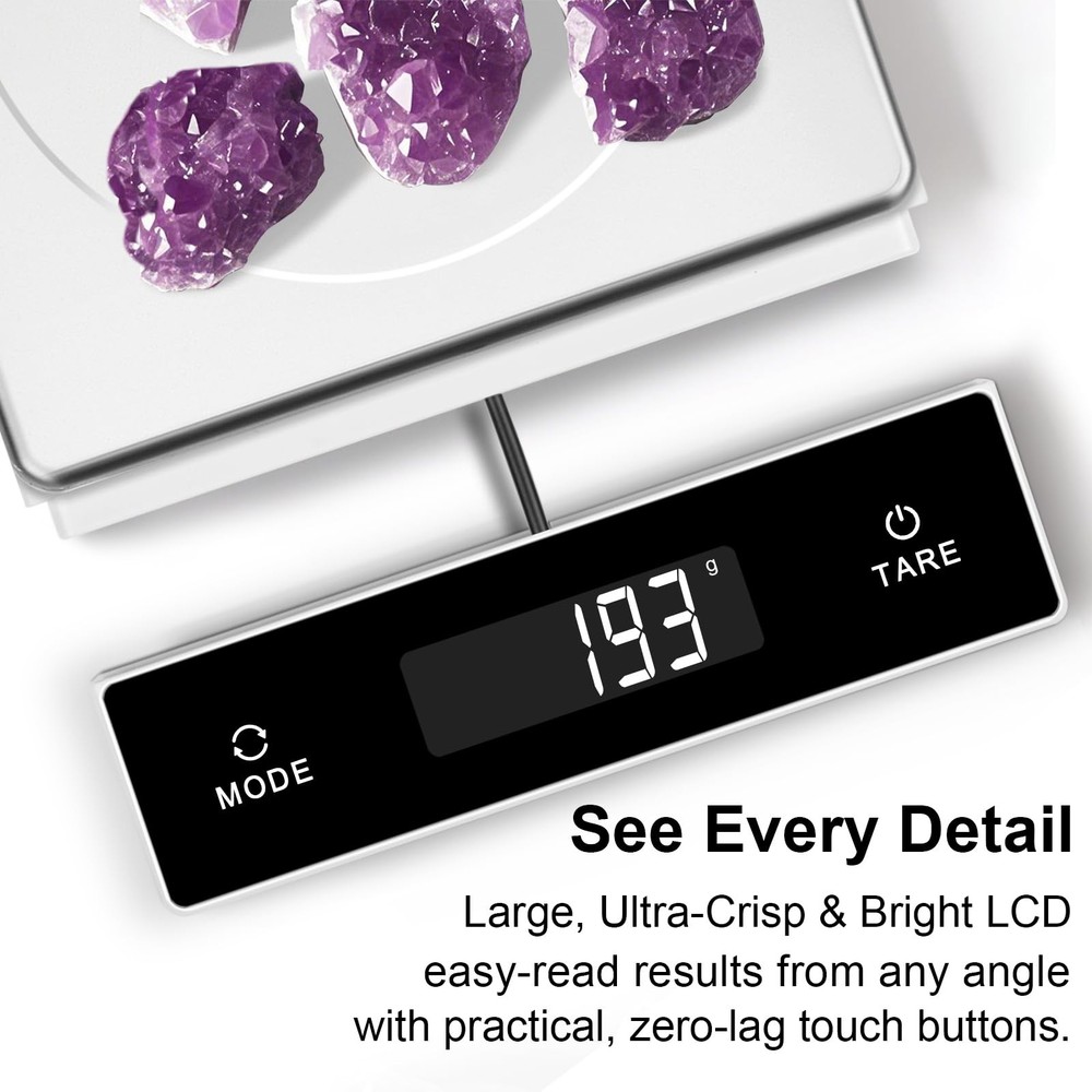 Digital Kitchen Scale, 11-Pound Stainless Steel Food Scale with Pull-Out Display