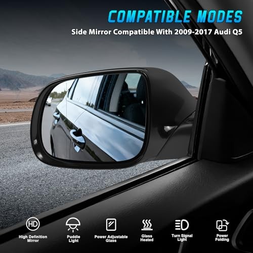 9 Pins Side Mirror Assembly Compatible with Audi Q5 2009 2010 Left Driver Side