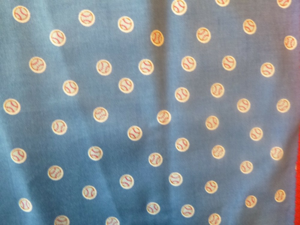 Baseballs on Blue Cotton Fabric Design standard handcraft pillowcase