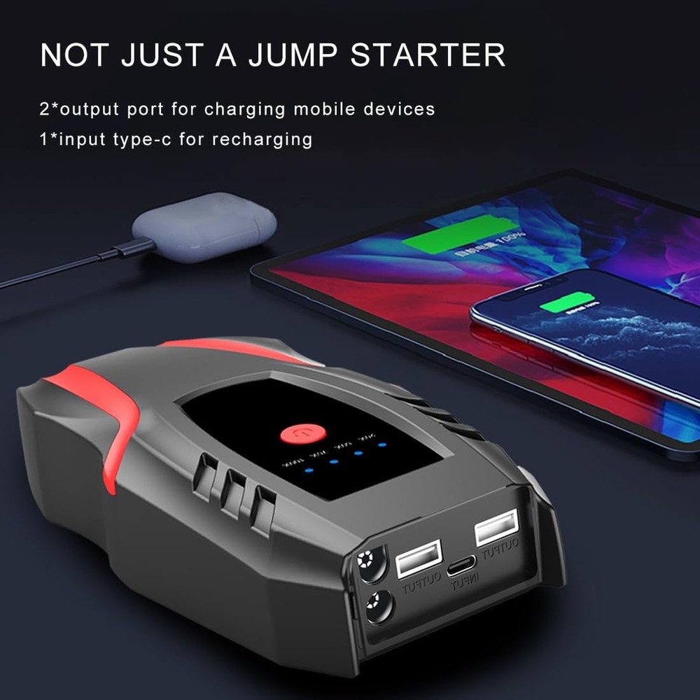 12v Auto Jump Starter Pack with Air Compressor, Peak Current 2000a, Car Lithi...