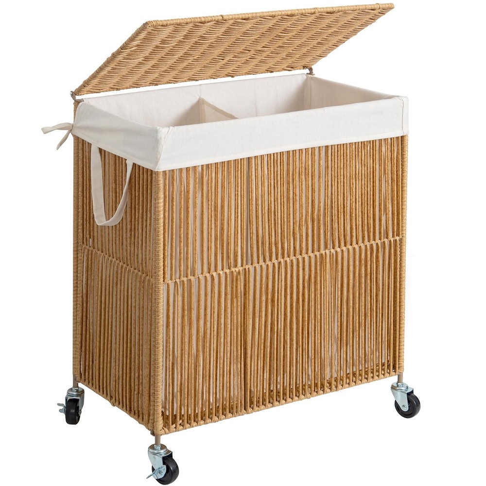 Home Organization Rolling Laundry Hamper with Lid - 115L Capacity