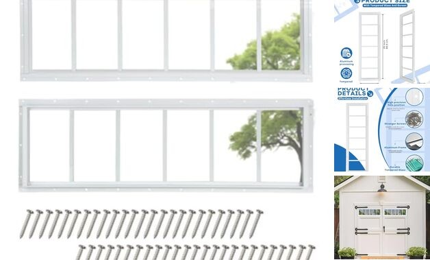 2 Pack Shed Windows, 10"x35" Transom Window Fixed Design with 10" x35" White