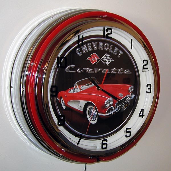 Corvette Neon Sign Large 2 Ring Neon Clock