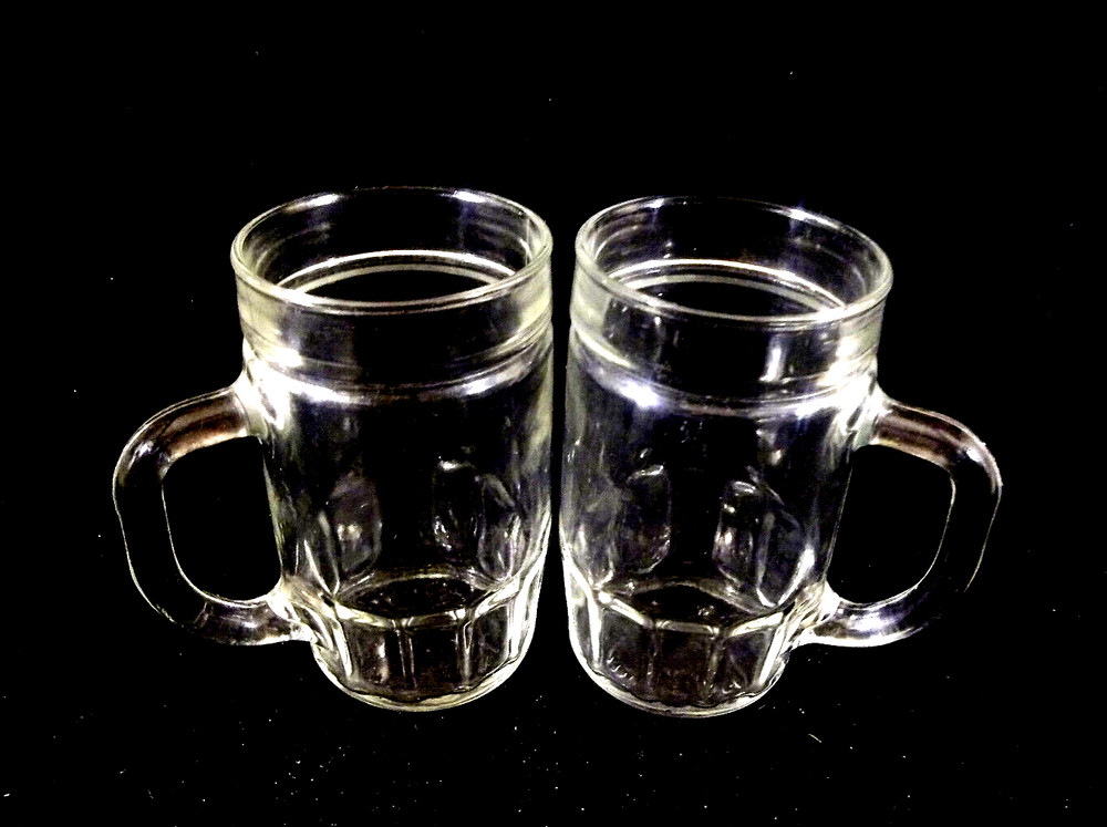 Set of 2 Clear Glass 7 oz Mugs