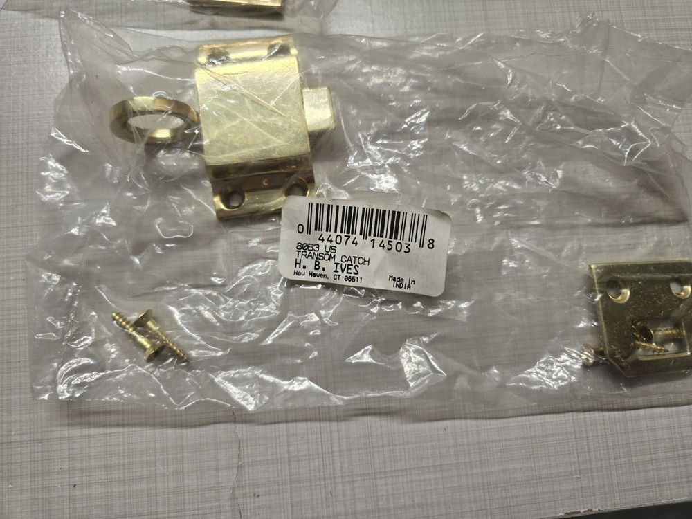 Ives 80B3 Transom Catch in Polished Brass
