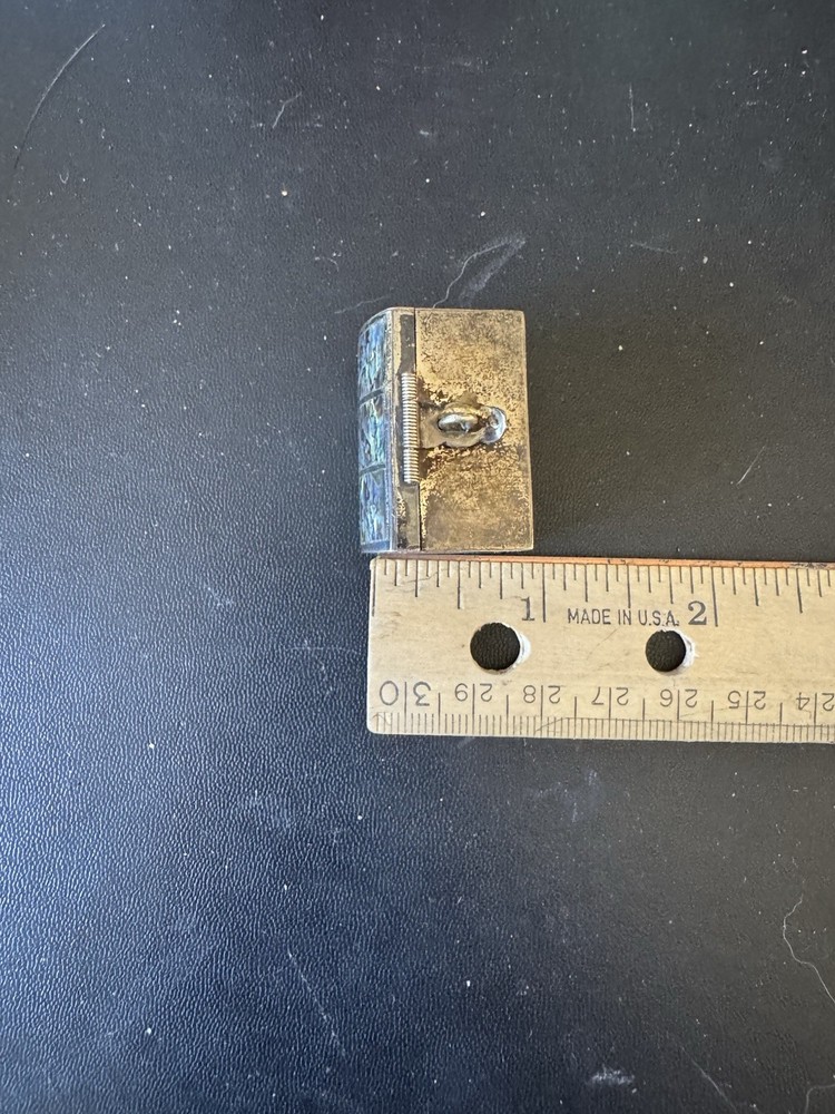 VTG Sterling Silver, W/Abalone Shell Top, Thimble Box W/Lady Bug Thimble.