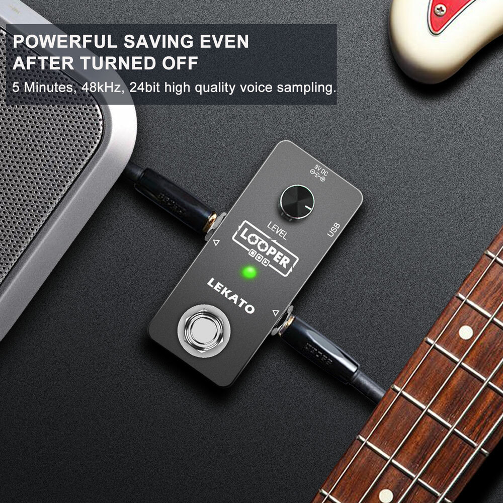 LEKATO Looper Guitar Effect Pedal Single Loop 5 mins Recording + USB Cable