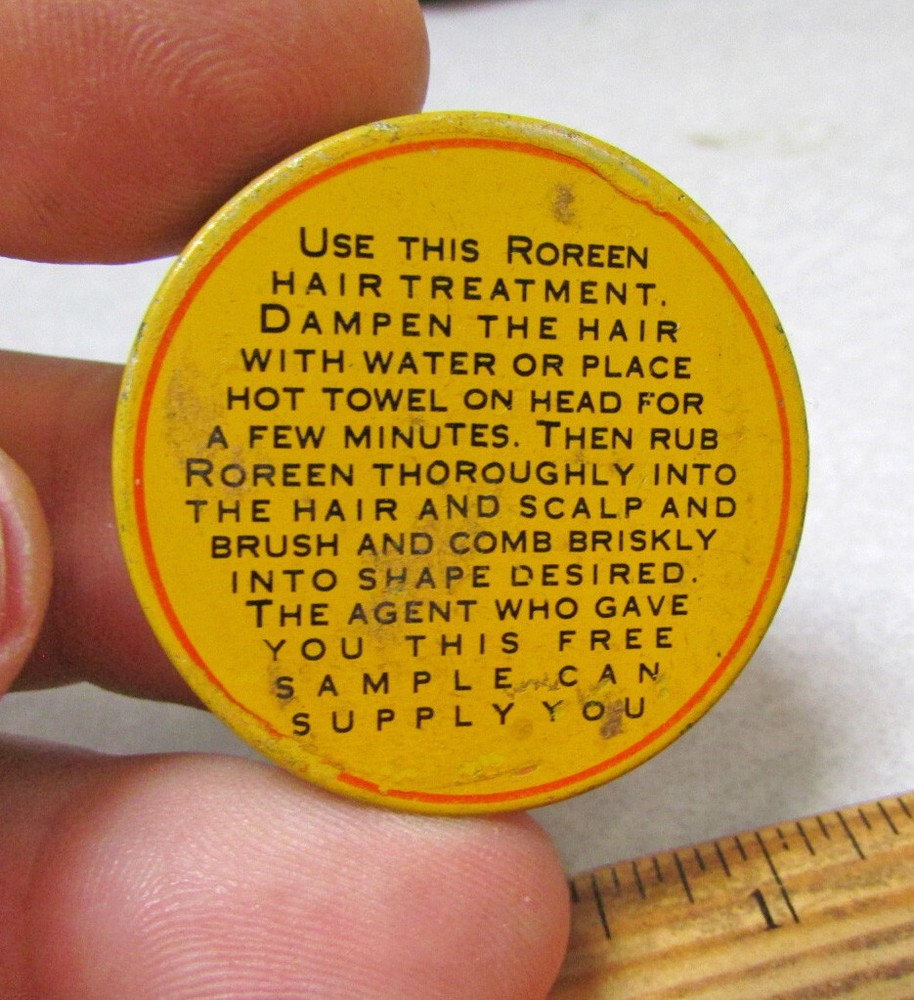 vintage Free Sample Tin, Roreen Hair Treatment (empty) nice decor display item