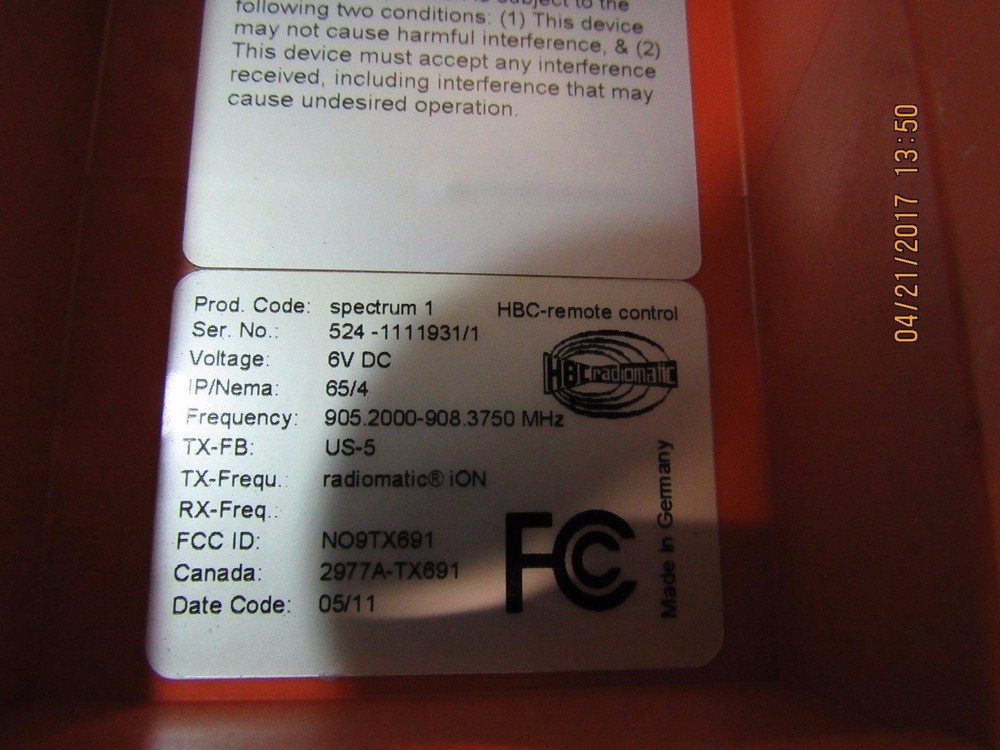 HBC SPECTRUM #1 REMOTE CONTROL