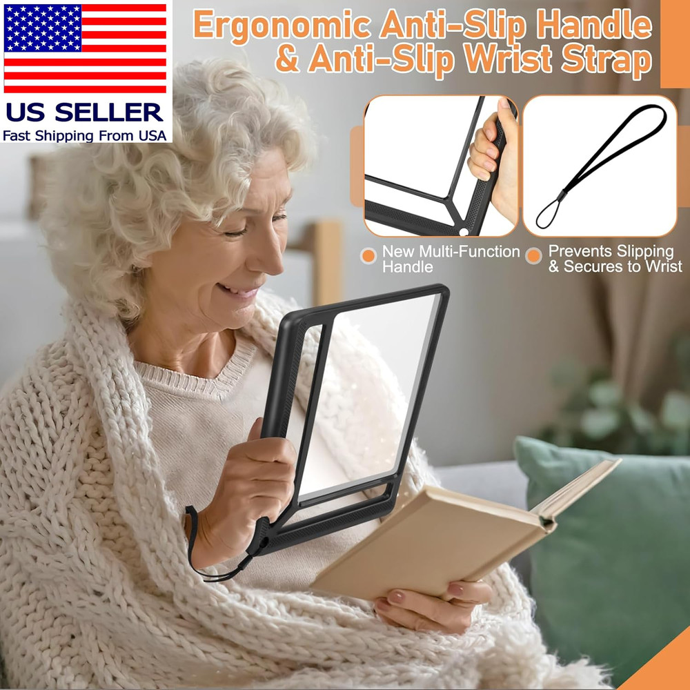 5X Full Page Magnifying Glass for Reading, Lightweight Rectangular Magnifier Pro
