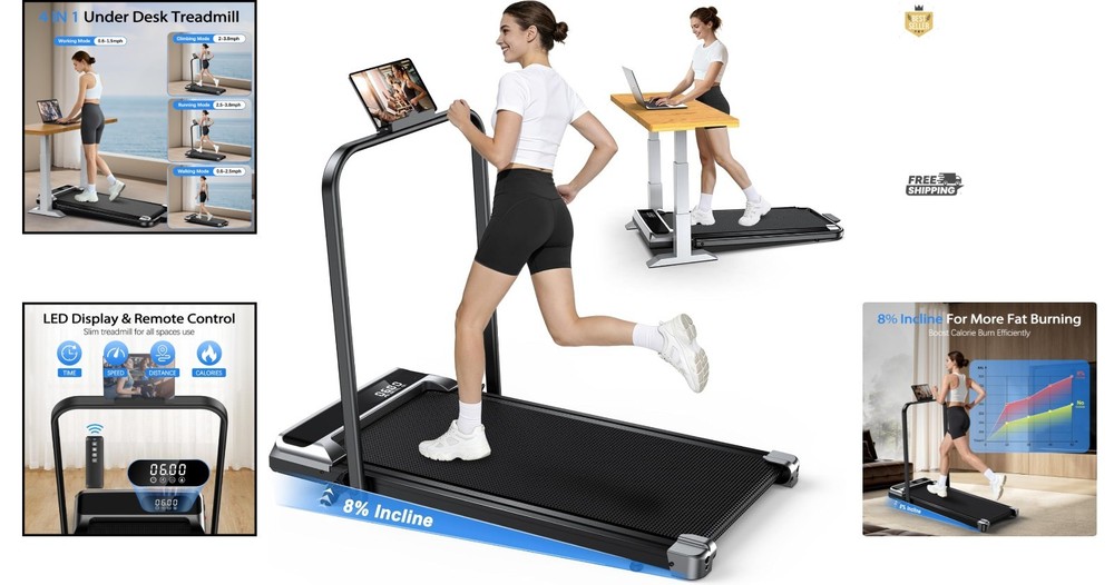 Space-Saving Foldable Treadmill with Shock Absorption, Ideal for Small Spaces