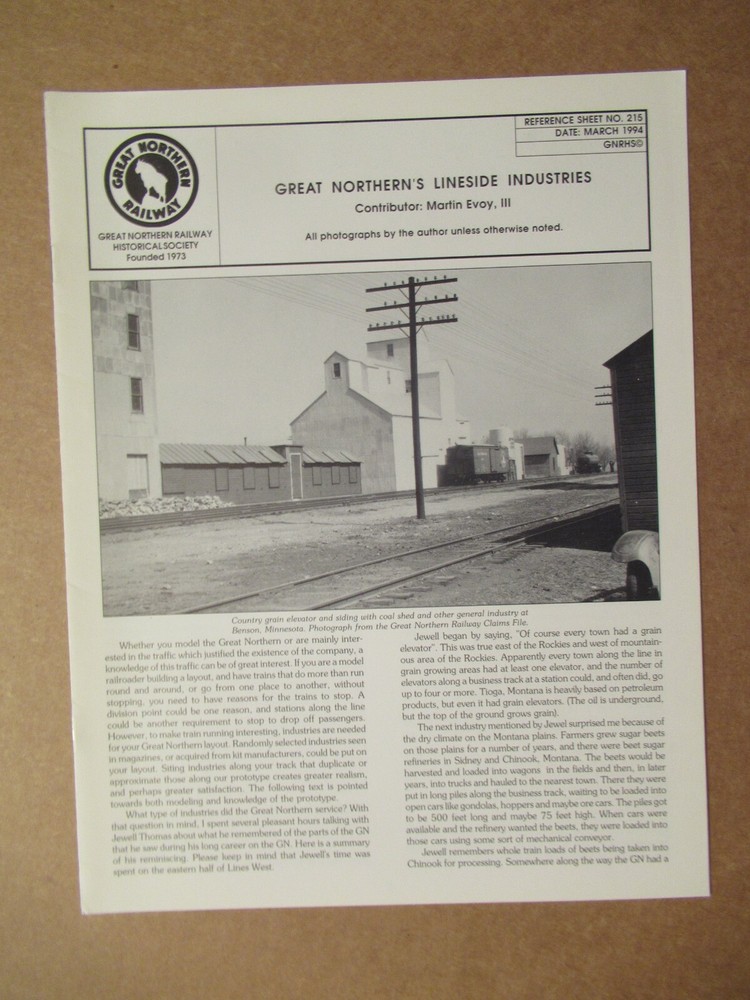 Great Northern Reference Sheet 215 Lineside Industries
