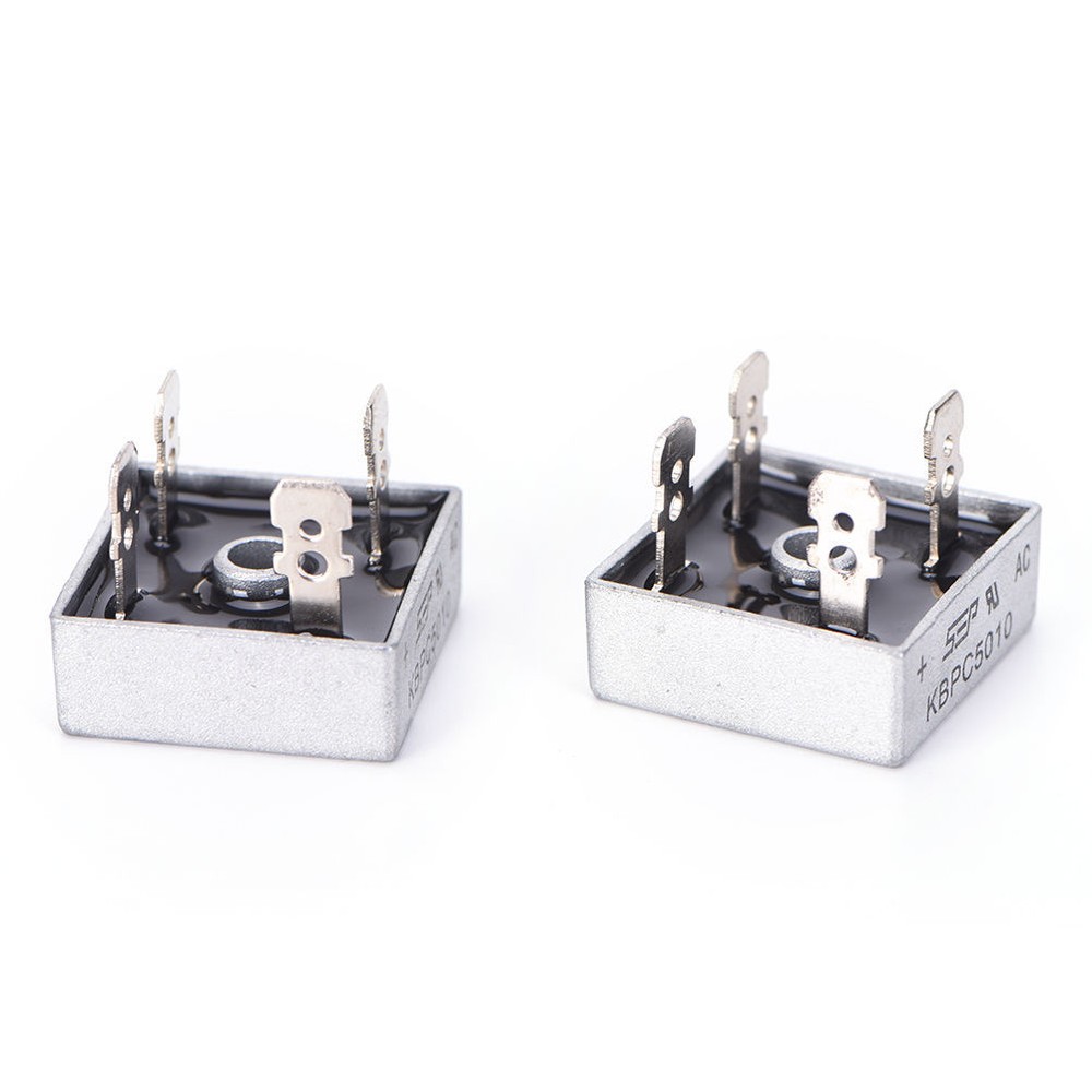 2Pcs 1000V 50A Metal Case Single Phase Diode Bridge Rectifier KBPC5010