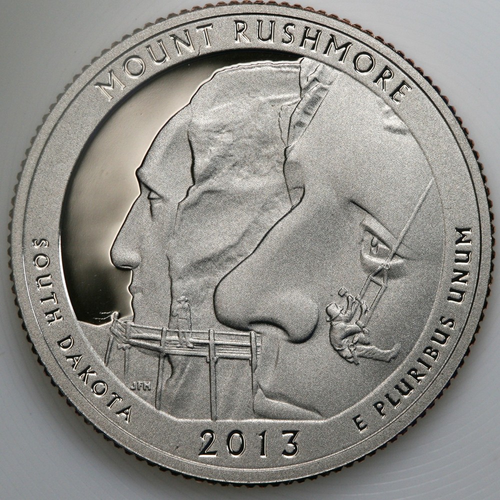 2013 S Gem Proof DCam Mount Rushmore ATB Quarter CN-Clad