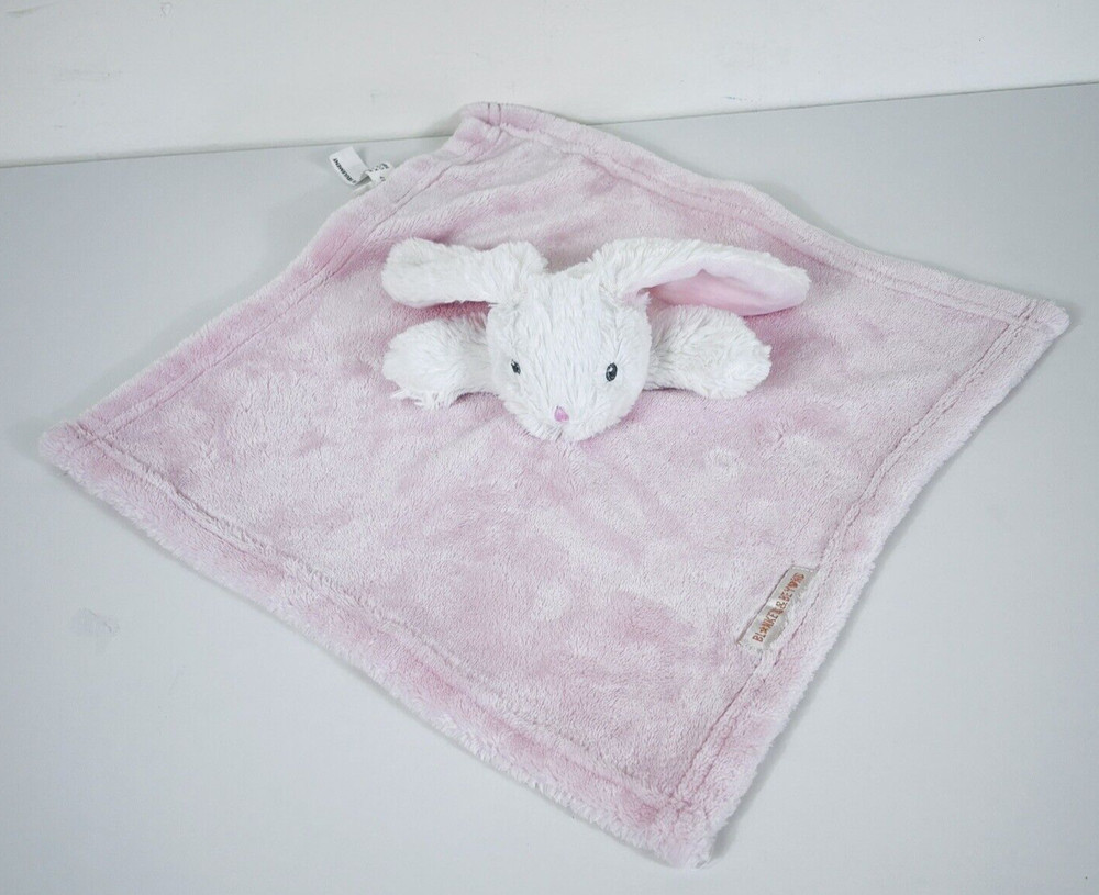 Blankets & Beyond White Bunny Rabbit Pink Baby Lovey Security Blanket