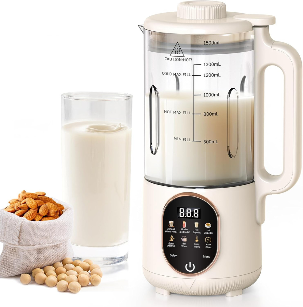 50Oz Automatic Nut Milk Maker with 10 Functions and Auto Clean Feature