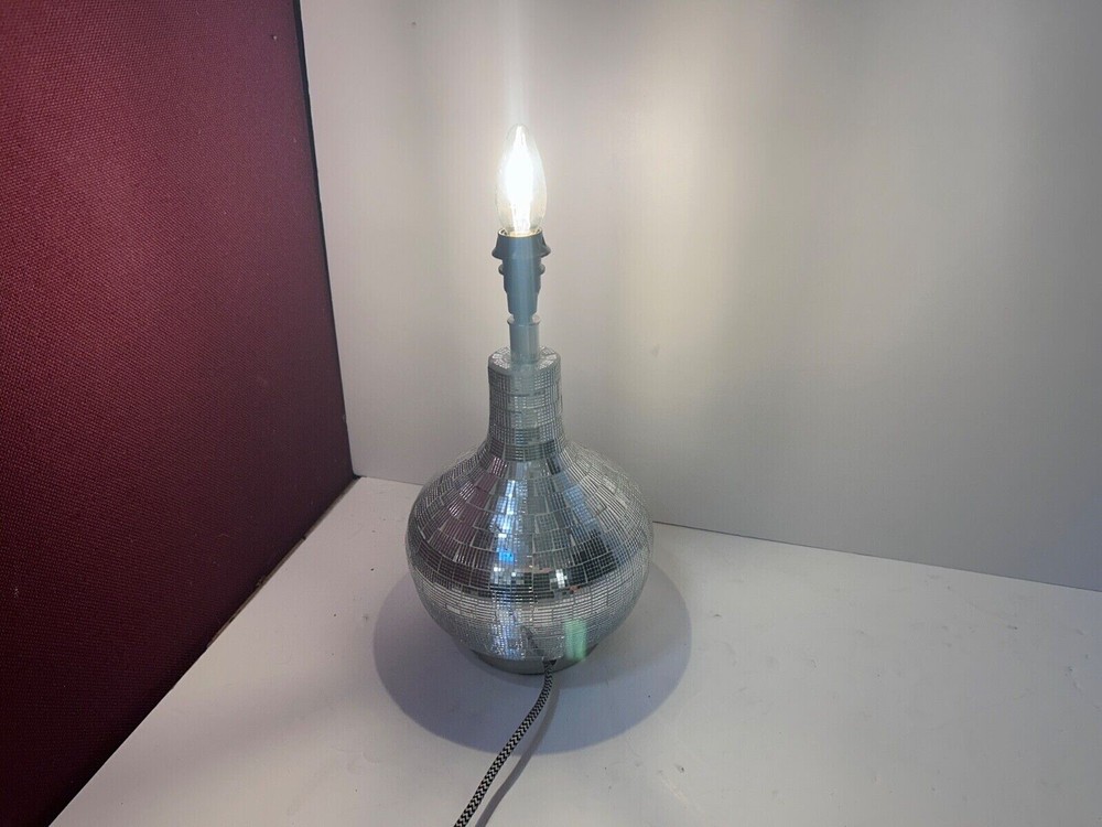 Silver Coloured Metallic Shiny Table Lamp 38cms Modern TJX Ltd Light Lighting