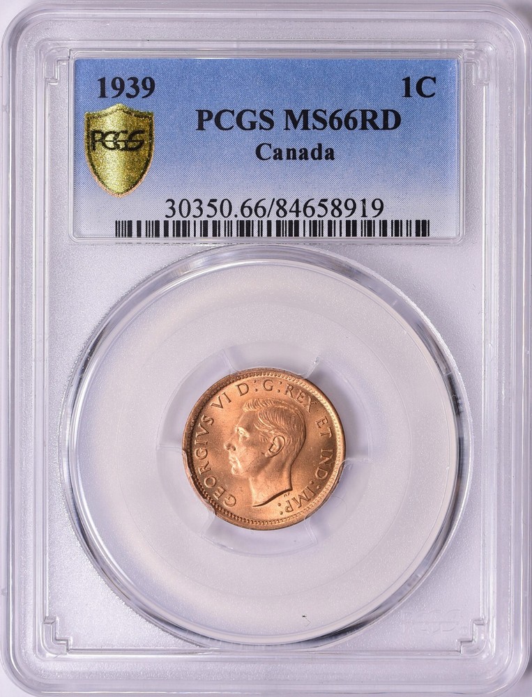 1939 Canada 1 Cent PCGS MS-66 RD. Rare High Grade Canada small Cent.