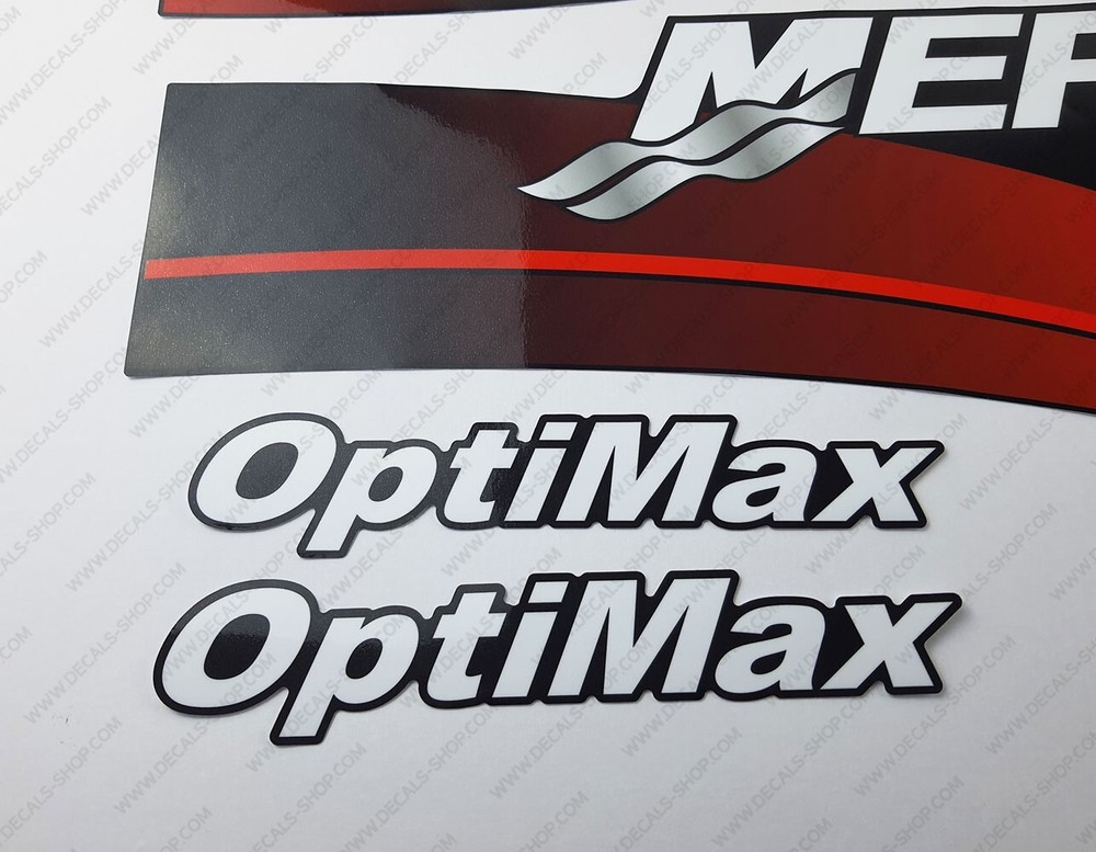 Mercury 225hp Optimax FreshWater outboard engine decals RED sticker set