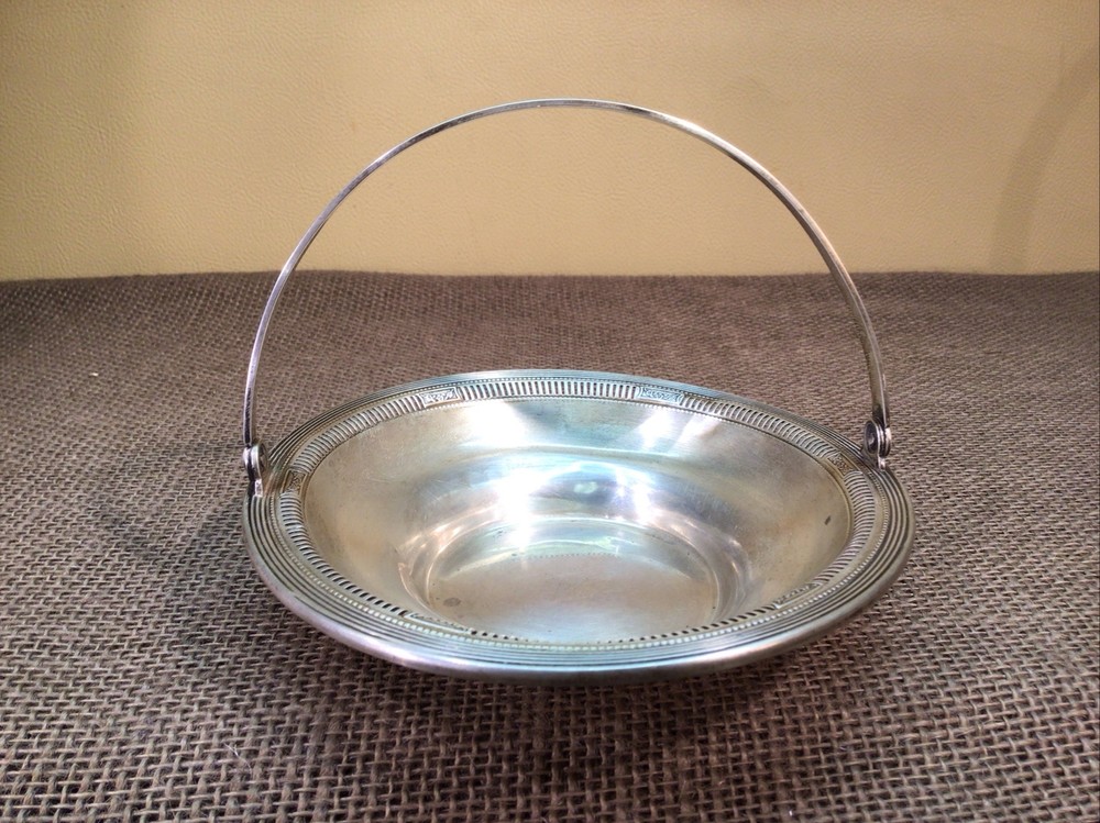 Vintage Sterling Silver Pierced Openwork Round Shape Bowl With Handle 5.5”Dia.
