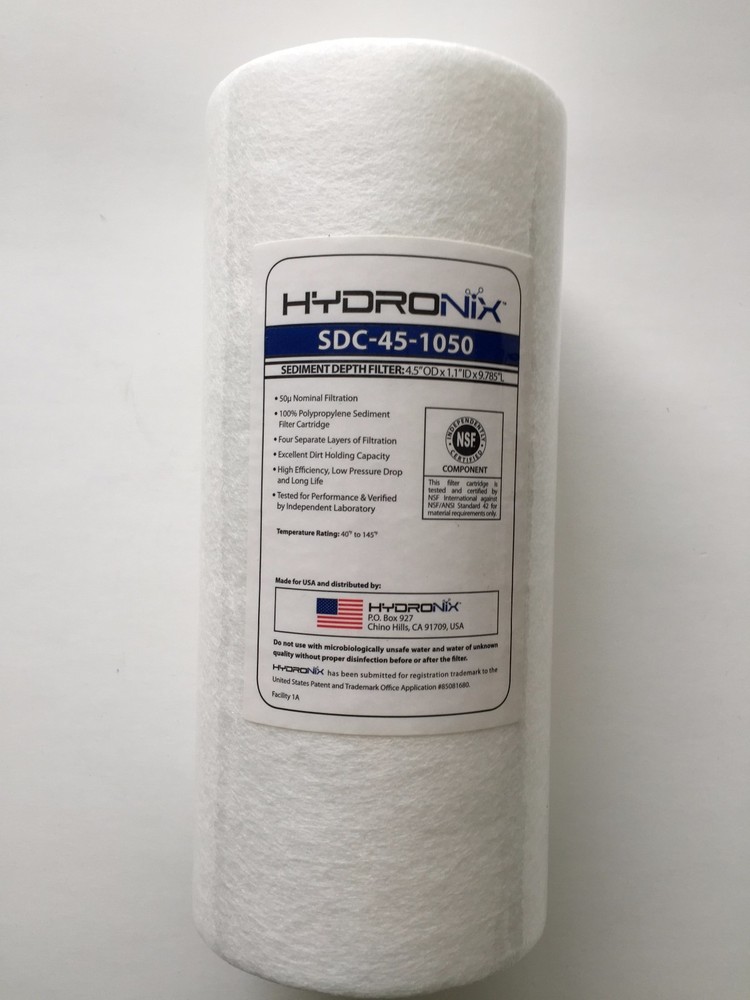 HYDRONIX 50 MICRON BIG BLUE 10"x4.5" SEDIMENT FILTER NSF CERTIFIED
