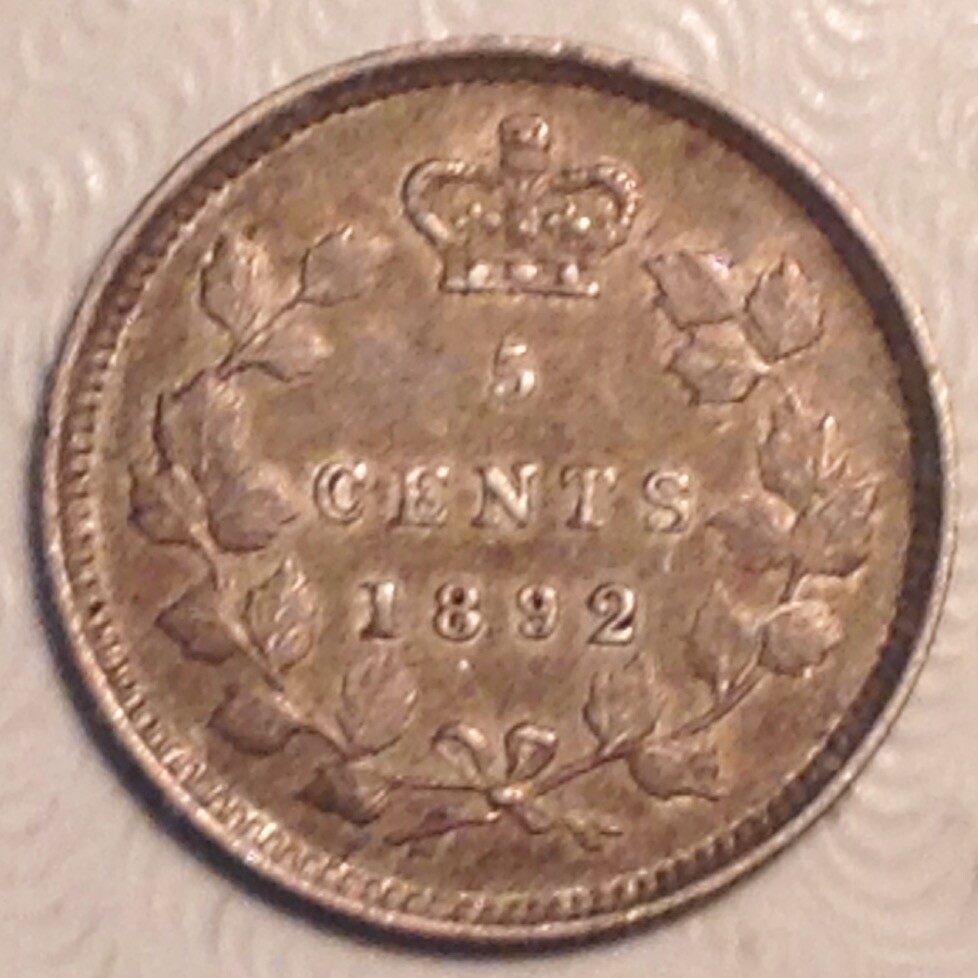 - Canada 1892 Five (5) Cents Victoria