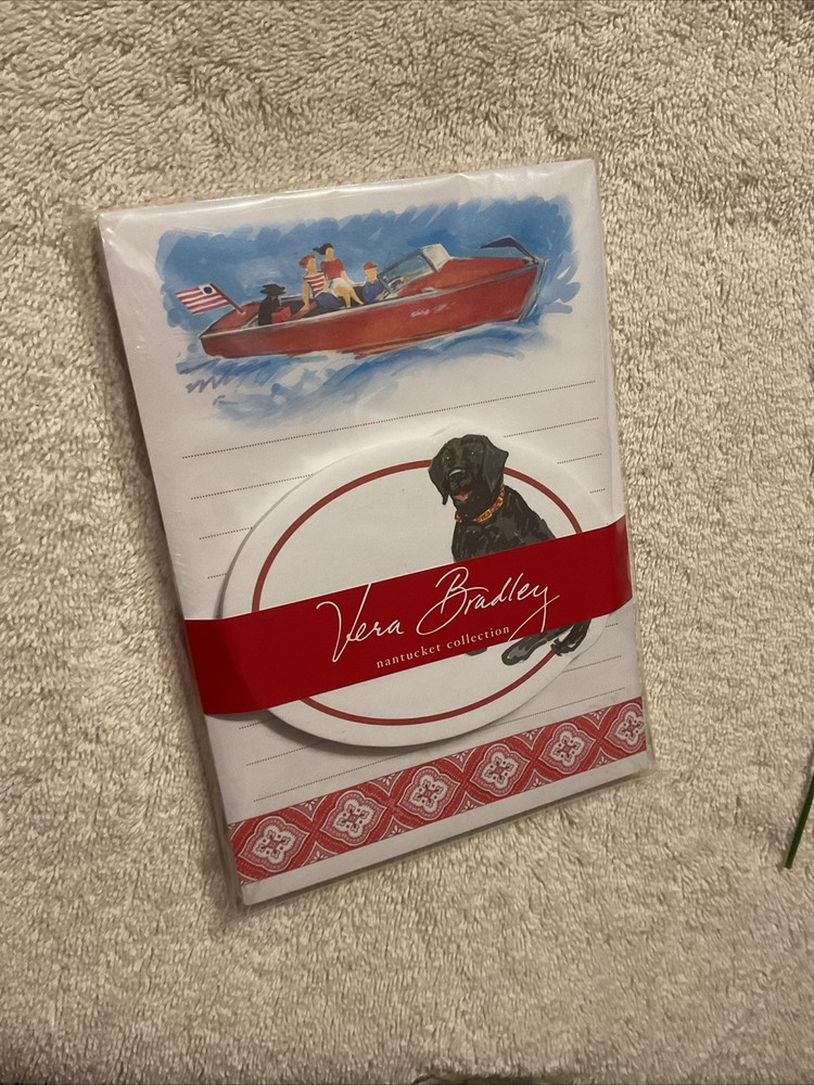 Vera Bradley Nantucket Red Note Pad Set New