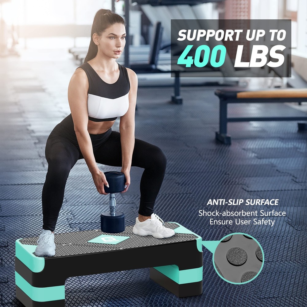 Aerobic Exercise Stepper - Adjustable Workout Platform, 26.5" Step Deck with ...