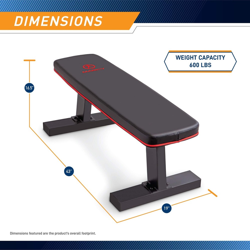 Marcy Deluxe Versatile Flat Bench Workout Utility Bench with Steel Frame
