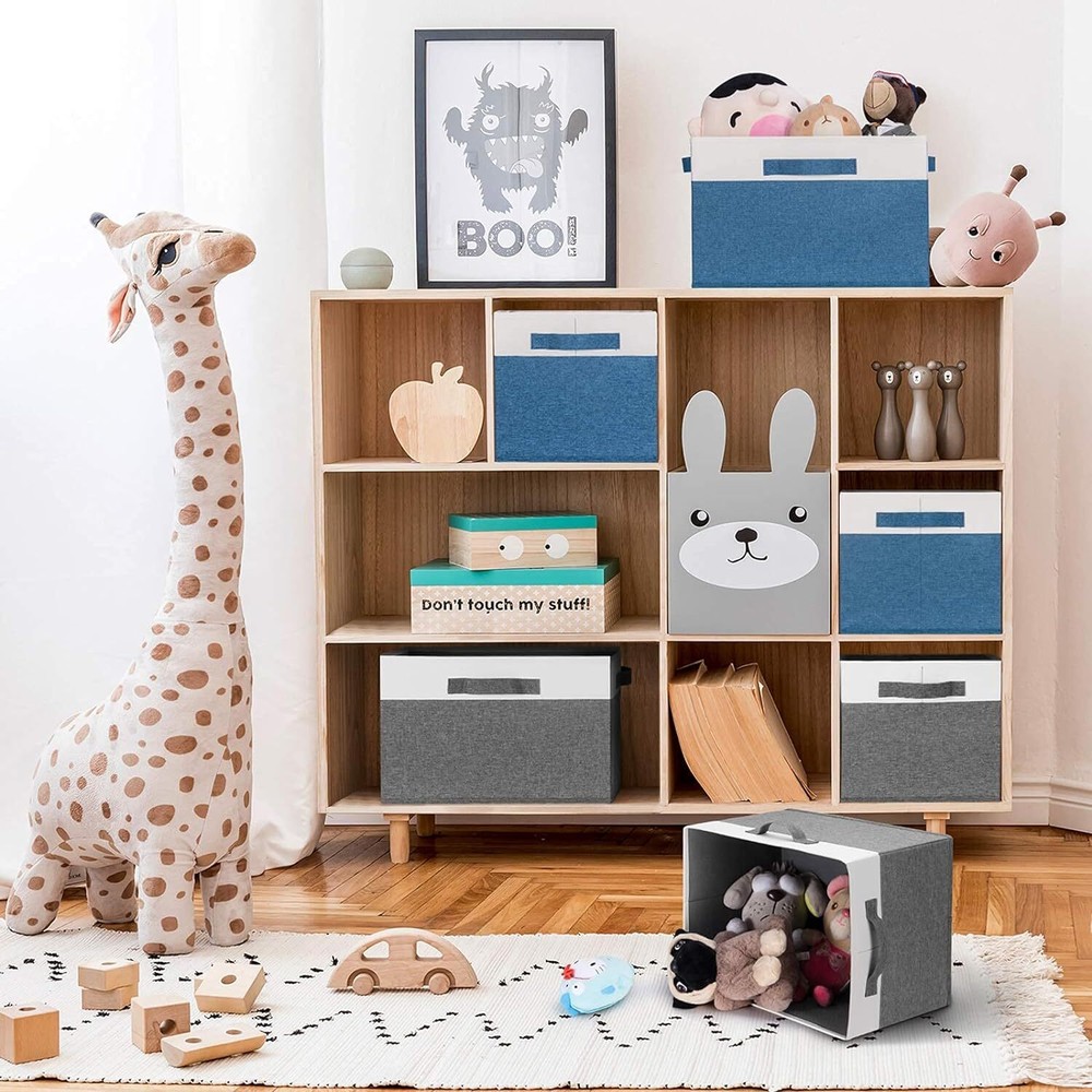 GhvyenntteS Storage Bins [3-Pack] Large Fabric Large-3 Pack, Grey-3 Pack