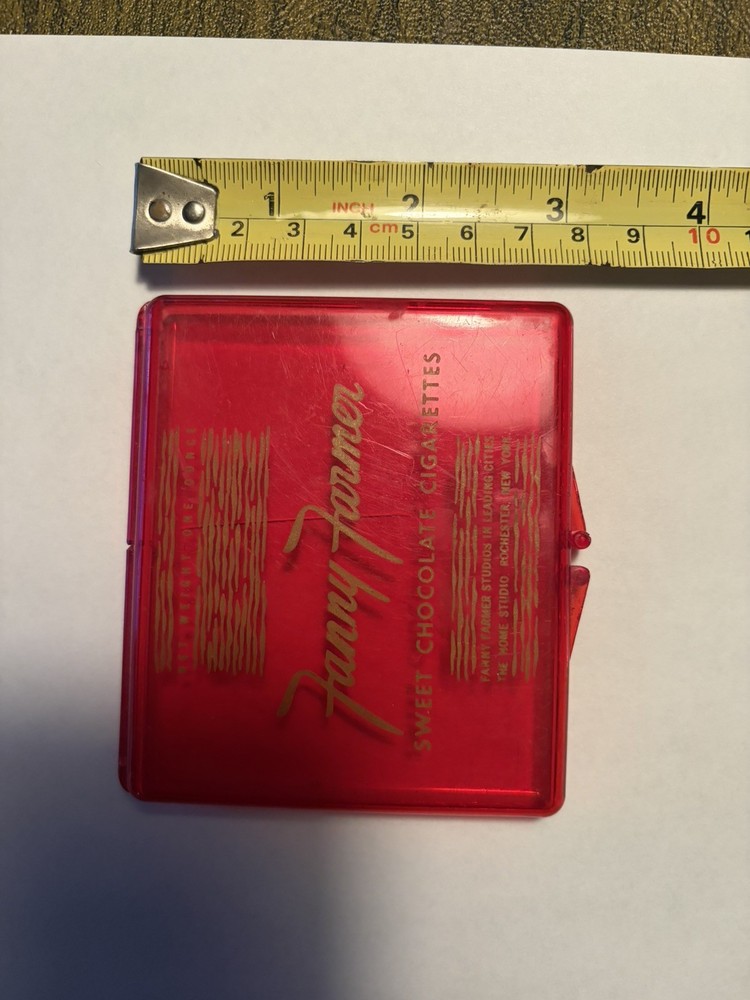 Fanny Farmer Translucent Red Plastic Case for Sweet Chocolate Cigarettes