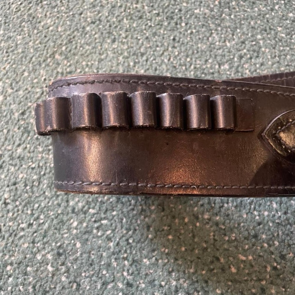 Bucheimer Black Leather Ammo Belt With Holster