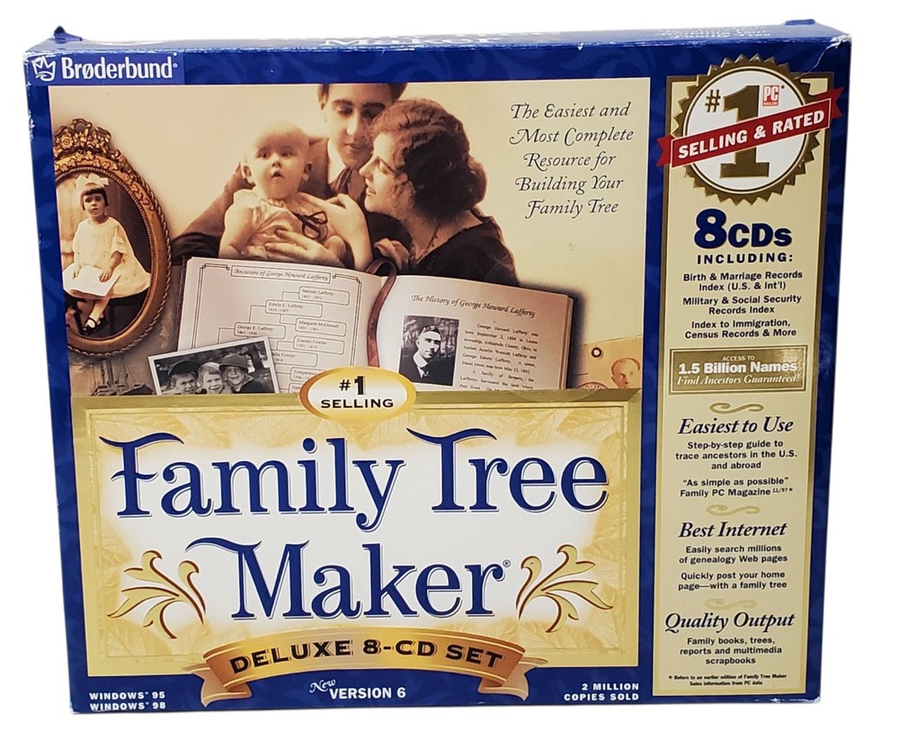 Family Tree Maker Deluxe 8-CD Set Version 6 (Windows 95/98)