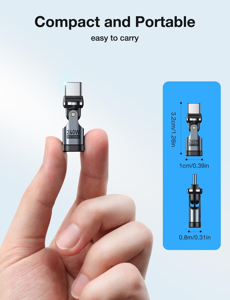 USB C Adapter [2-Pack], PD 240W USB C 90 Degree Adapter, USB Type C Right Angle