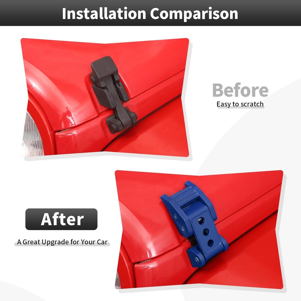 CheroCar Blue Hood Latches Hood Lock Catch Latches Kit Fit for 2007-2025+Jeep...