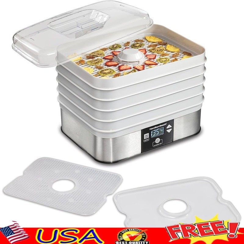 5 Stackable Trays Food Dehydrator Digital Timer Adjustable Temp Auto Shutoff New