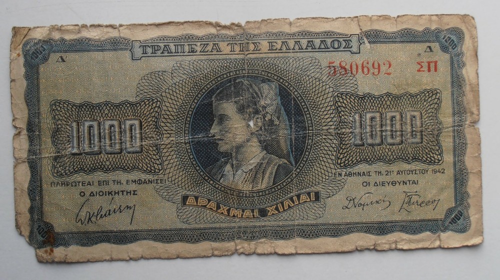 GREECE 1000 DRACHMA 1942