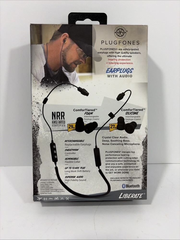Plugfones Liberate Bluetooth Ear Plugs- 29dB