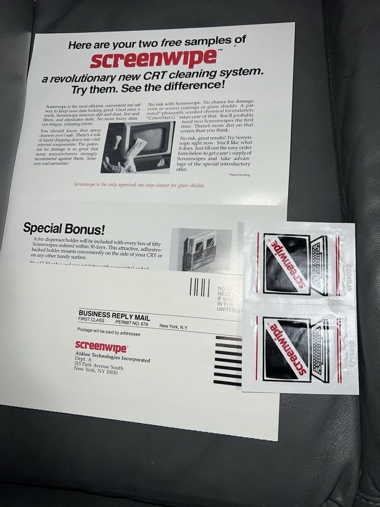 Screenwipe CRT Cleaning Accessory for Apple II computers