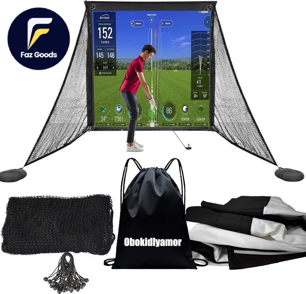 Golf Simulator Impact Screen with Black Double Layer Blackout Cloth Shank Side