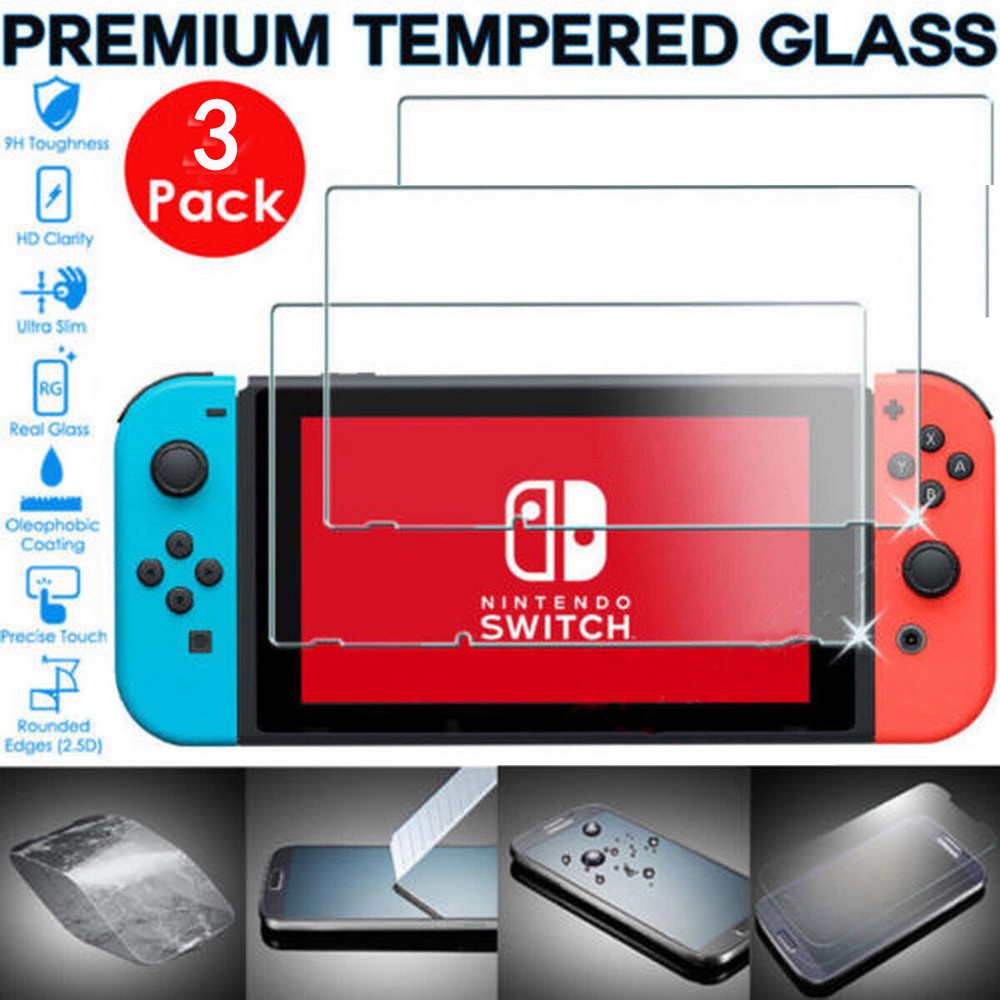 Nintendo Switch Screen Protector Tempered Glass 9H Hardness 3 PACK ✲
