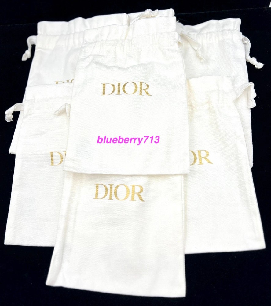 10pcs Christian Dior Makeup White Pouch Drawstring Small Bag Authentic