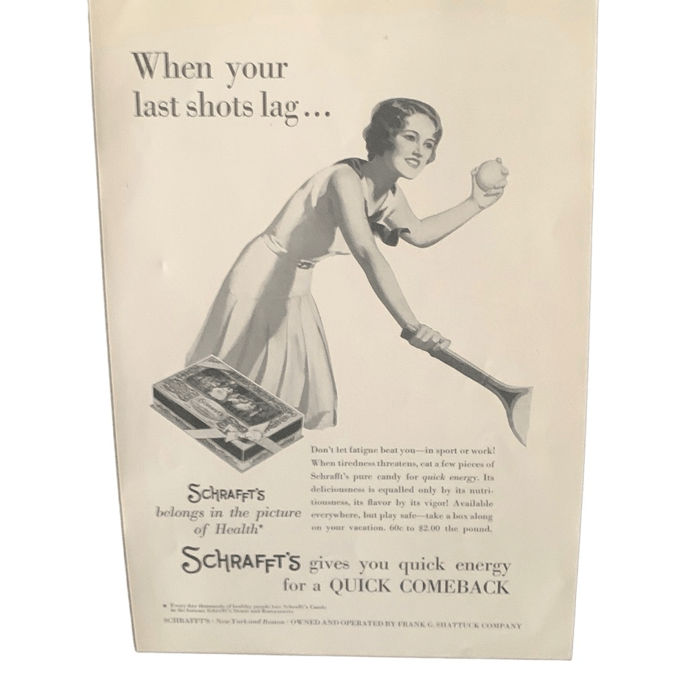 Vintage 1931 Schrafft’s Candy Quick Comeback Ad Advertisement