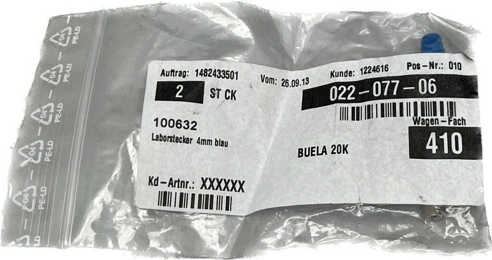 2x Laboratory Plug 4mm Blue