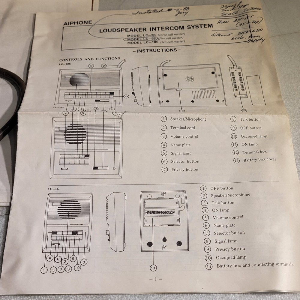 Vintage Aiphone LC-5S Loudspeaker Intercom System Microphone Transistor Speaker